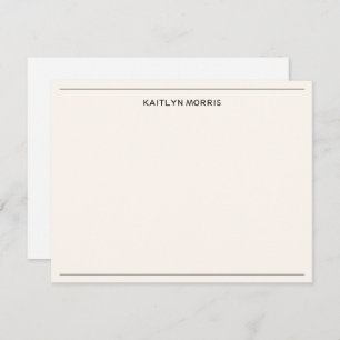 Modern Black Monogram Casual Ultra Pale Orange Card