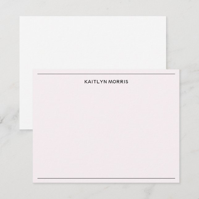 Modern Black Monogram Casual Ultra Pale Pink Card (Front/Back)