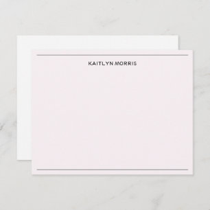 Modern Black Monogram Casual Ultra Pale Pink Card