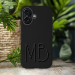 Modern Black Monogram Initials Contemporary iPhone 16 Plus Case<br><div class="desc">Modern Black Monogram Initials Contemporary Phone 16 Plus Cases features a your custom personalized monogram in modern script typography. Perfect for family and friends for birthdays,  Christmas,  holidays,  Mother's Day,  Father's Day and more. Designed by ©2024 Evco Holidays www.zazzle.com/store/evcoholidays</div>