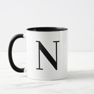 Modern Black Monogram Letter N Custom Coffee Mug