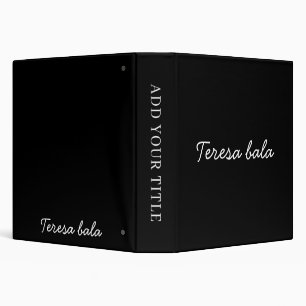 Modern Black Monogram Name Design Binder