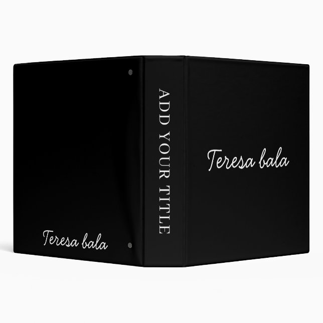 Modern Black Monogram Name Design Binder (Background)