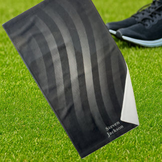Modern Black Monogram | Retro Geometric Sports Hand Towel