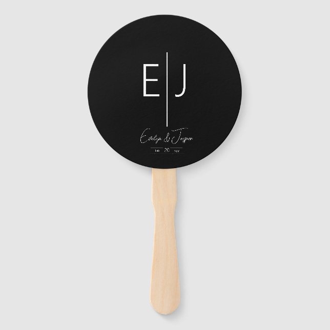 Modern Black Monogram Set of Fans (Front)