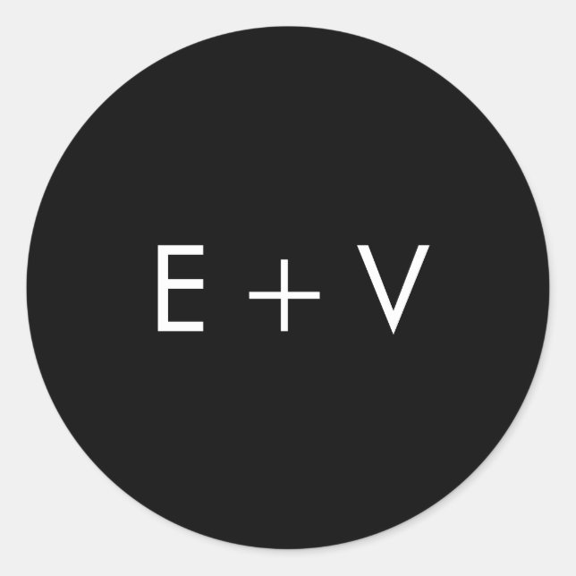 Modern Black Monogram Wedding Classic Round Sticker (Front)