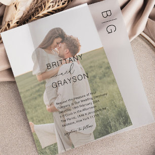 Modern Black Monogram Wedding Vellum Invitations