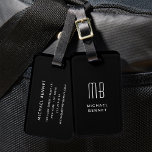 Modern Black Monogrammed  Luggage Tag<br><div class="desc">Modern Black Monogrammed Luggage Tag.</div>