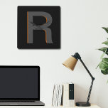 Modern Black Monogrammed Name Clock<br><div class="desc">Modern Black Monogrammed Personalized Name Clock, in Minimalist Typography.</div>