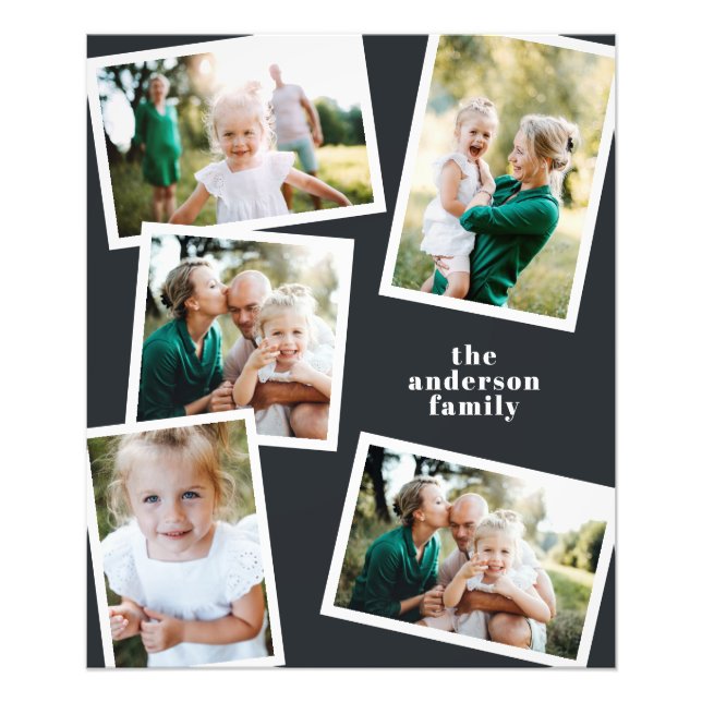 Modern black multi photo family home decor print (Front)