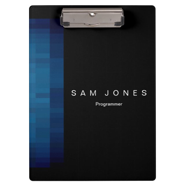 Modern Black N Blue Pixel Clipboard (Front)