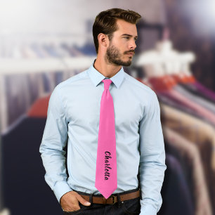 Modern Black Name   Neon Hot Pink Colour  Tie