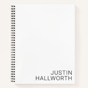Modern Black Name on White Notebook