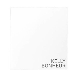 Modern Black Name on White Notepad