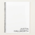 Modern Black Name on White Planner<br><div class="desc">Modern style with customizable name,  business or other text.</div>