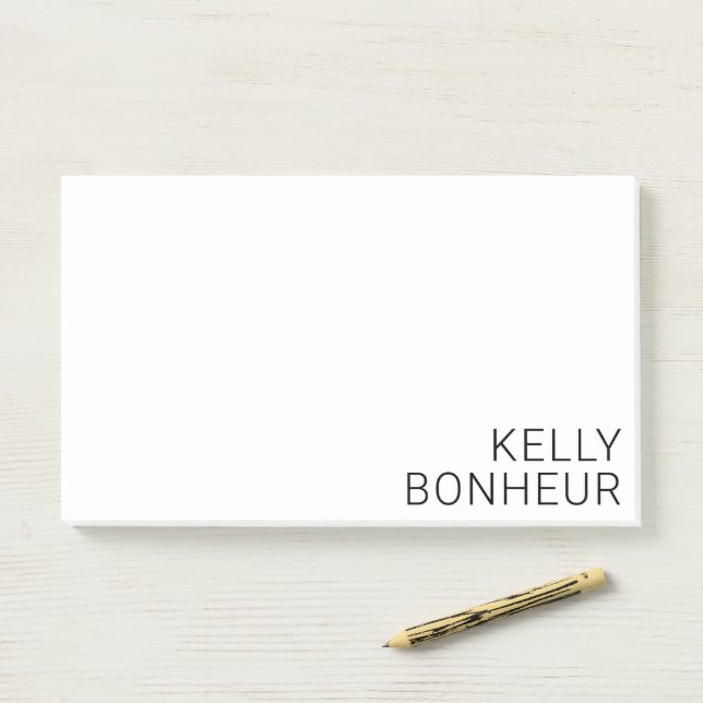 Modern Black Name on White Post-it Notes (On Desk)