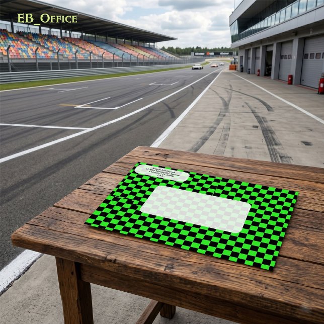 Modern Black Neon Green Chequered  Return Address Envelope (Love the envelope, but looking for a different hue? Visit EB_Office to explore our full collection.)