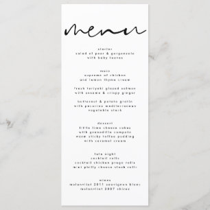 Modern Black Neutral White Wedding Menu