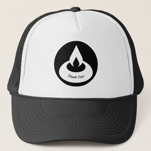 Modern Black Oil Light Thank You! Trucker Hat (Front)