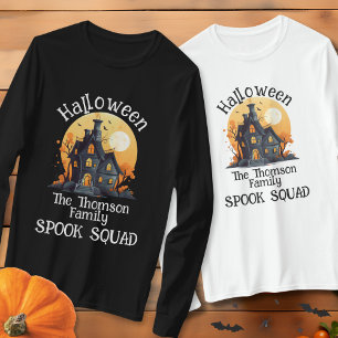 Modern Black Orange Haunted House Family  T-Shirt