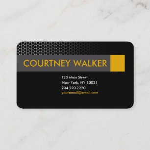 Modern black & orange honeycomb business cards