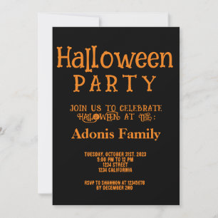  Modern Black Oranges Happy Halloween Party  Invitation