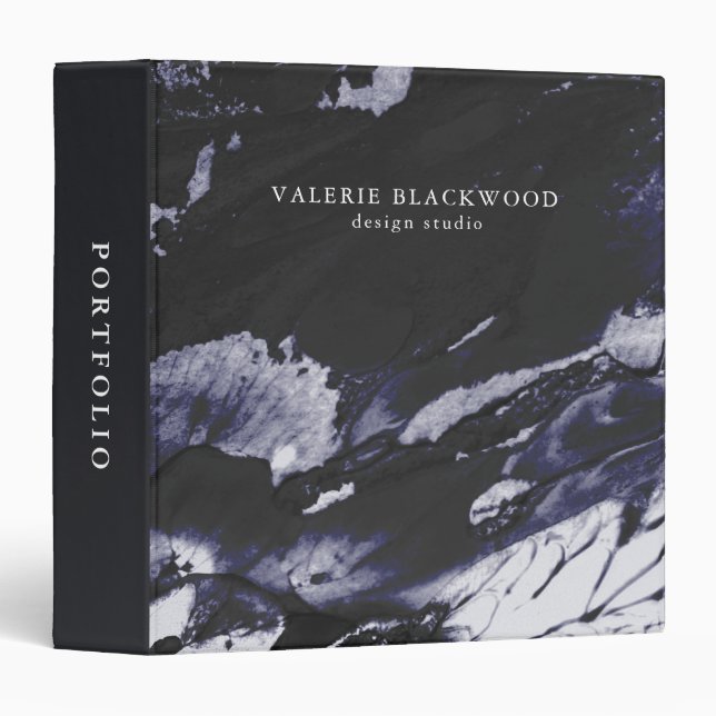Modern Black Paint Design Portfolio Binder (Front/Spine)