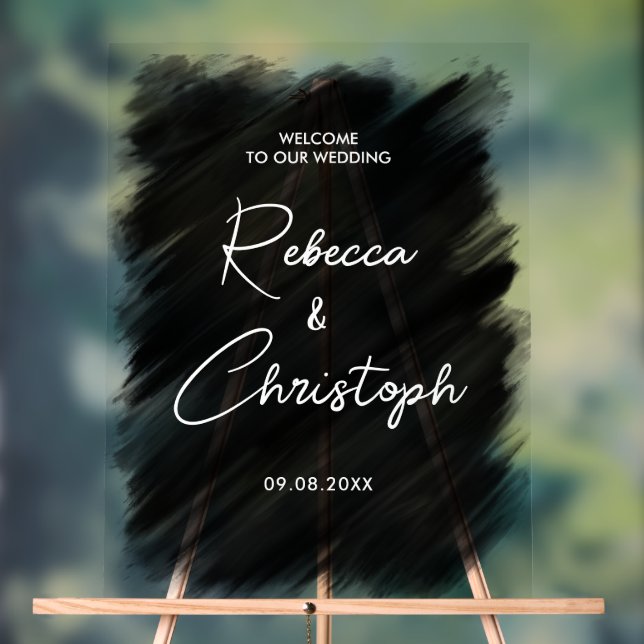 Modern black painted wedding welcome  acrylic acrylic sign (Neutral)