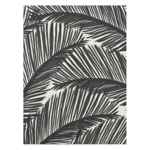 Modern Black Palm Leaf Tropical Pattern Tablecloth
