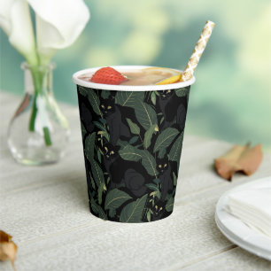 Modern black panther pattern paper cups