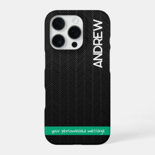 Modern Black Personalized iPhone Case With Message