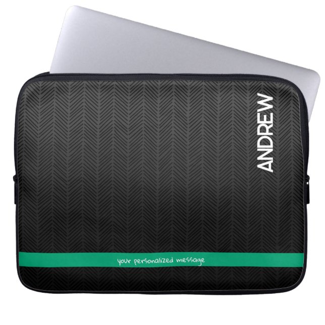 Modern Black Personalized  Laptop Sleeve (Front)