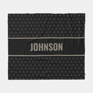 Modern Black Personalized Last Name Fleece Blanket