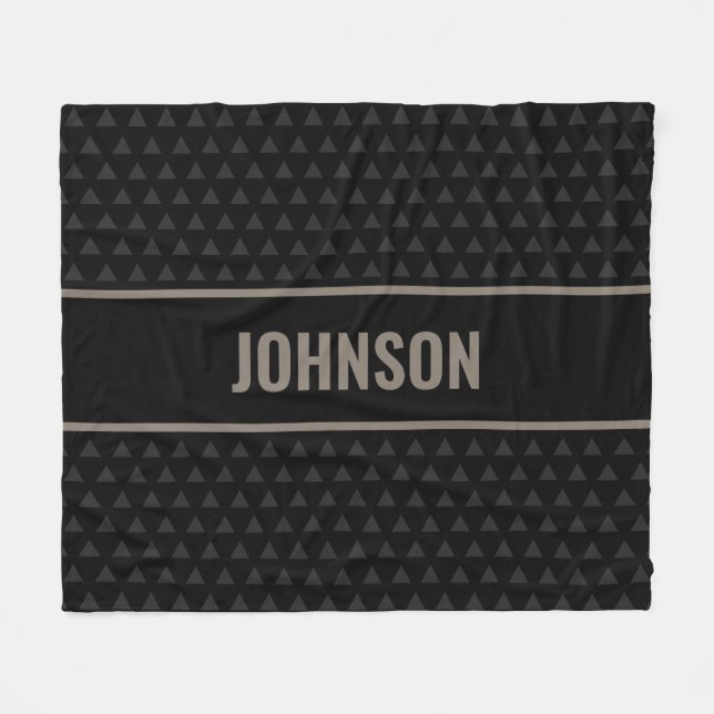 Modern Black Personalized Last Name Fleece Blanket (Front (Horizontal))