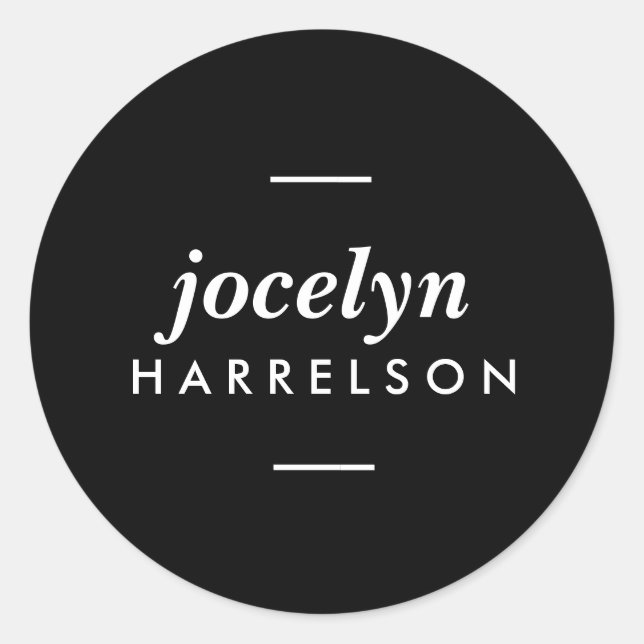 Modern Black Personalized Stickers (Front)
