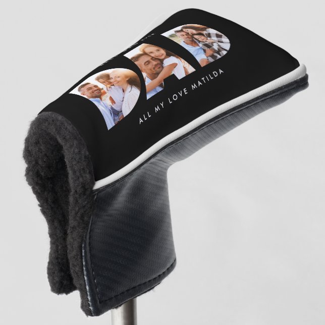 Modern Black Photo Golf Personalized Gift for Dad Golf Head Cover (3/4 Front)