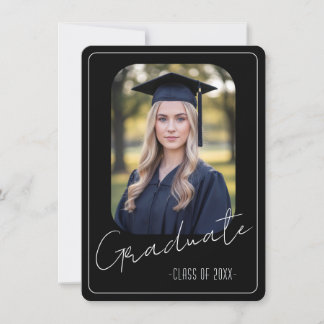 Modern Black Photo Graduation Party Invitation