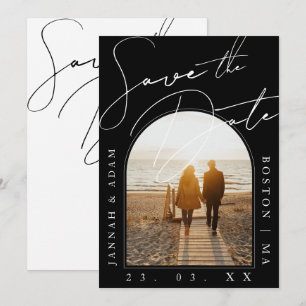 Modern Black Photo Wedding Save the Date