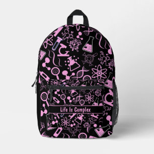 modern black pink biochemistry life is complex printed backpack