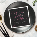 Modern Black Pink Calligraphy 40th Birthday Napkin<br><div class="desc">Modern Black Pink Calligraphy 40th Birthday Napkins features a fun scattering of pink faux foil confetti and modern calligraphy.</div>