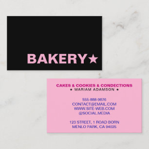 Modern Black & Pink Colour   Customizable Bakery Business Card