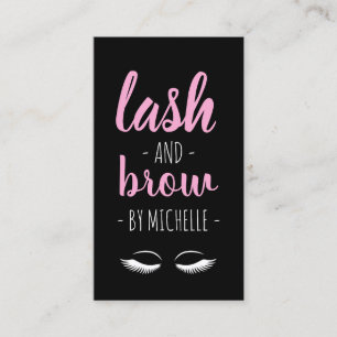 Modern black & pink lash and brow business card
