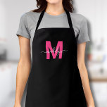 Modern Black Pink Monogram Initial Name Apron<br><div class="desc">Personalized Custom Create Your Own Modern Black and Pink Initial Name Monogram Apron. This fun and stylish apron is perfect for anyone who wants to add a personalized and girly touch to their work attire. Whether you're a home chef whipping up delicious meals, a hair stylist looking for a chic...</div>
