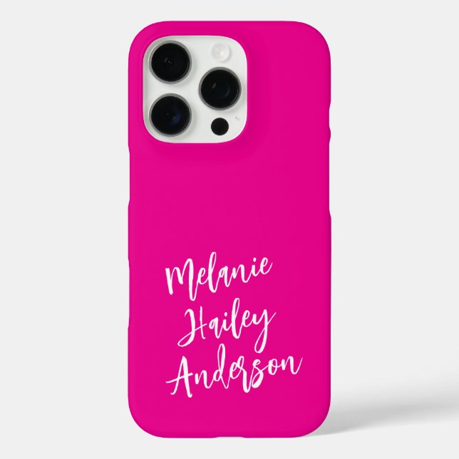 Modern Black Pink Personalized Monogram Name  Case-Mate iPhone Case (Back)