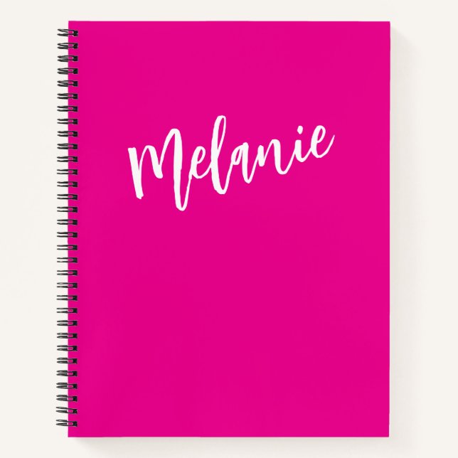 Modern Black Pink Personalized Monogram Name  Notebook (Front)