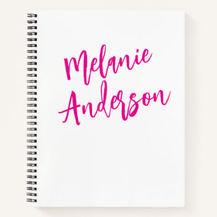 Modern Black Pink Personalized Monogram Name  Notebook