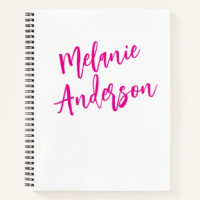 Modern Black Pink Personalized Monogram Name  Notebook (Front)