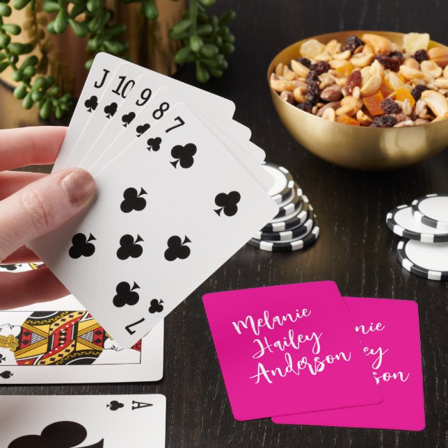 Modern Black Pink Personalized Monogram Name  Playing Cards (In Situ)