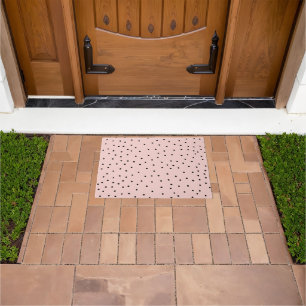 Modern black pink watercolor cute polka dots doormat