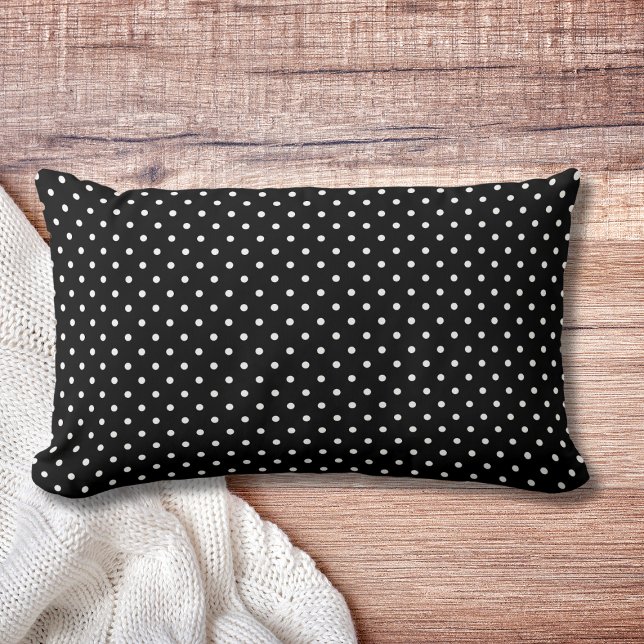 Modern Black Polka Dot Pattern Lumbar Pillow (Creator Uploaded)